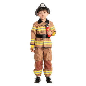 Spooktacular Creations Child Unisex Brown Fireman Costume For Halloween Dress Up-3T