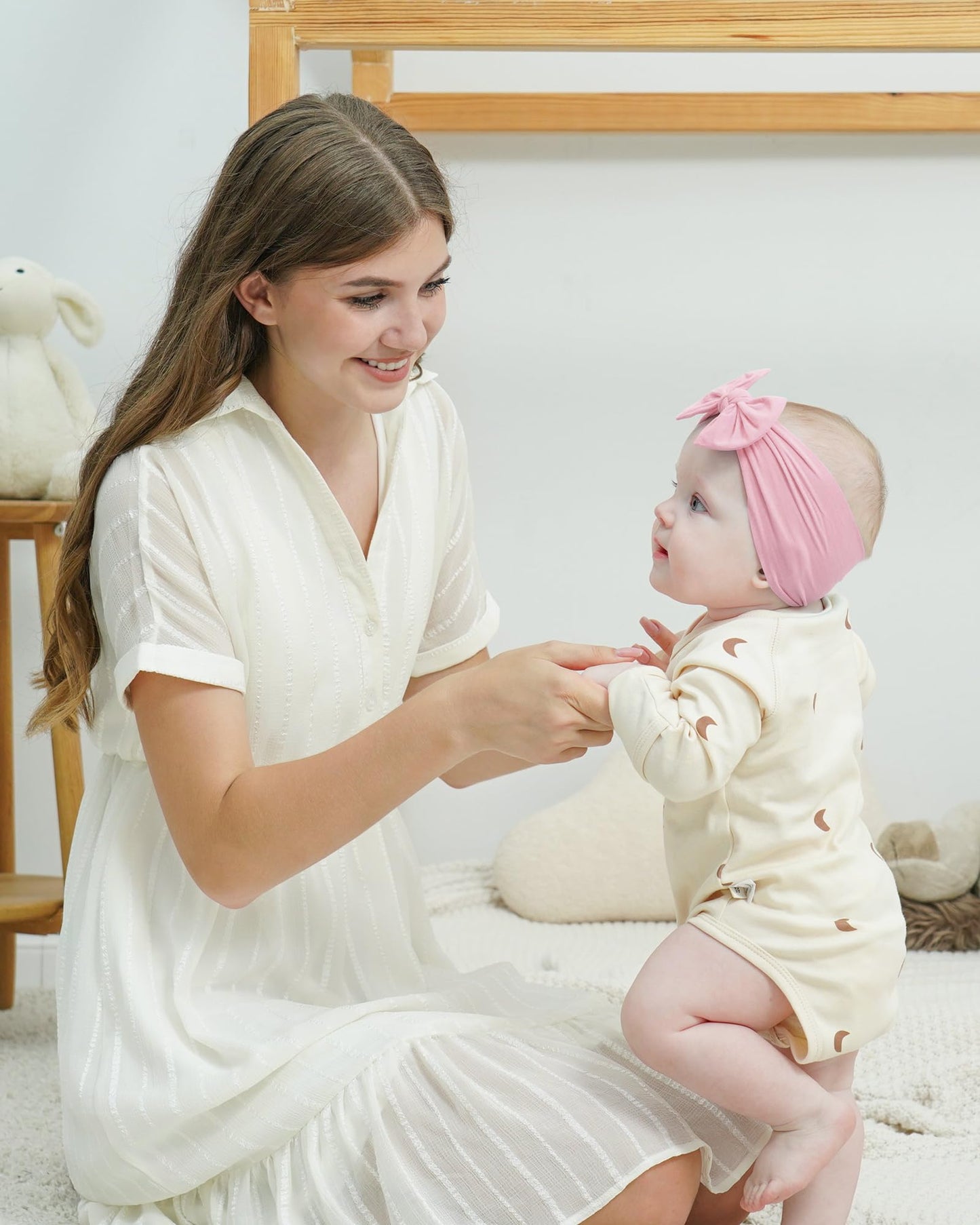 Jollybows 20Pcs Baby Girls Nylon Headbands Turban Hair Bows Hair Band Elastic Hair Accessories For Kids Toddlers Infants Newborn