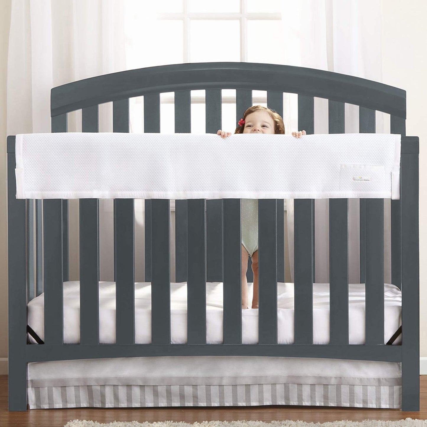 BreathableBaby Breathable Mesh RailGuard Teething Cover - White - 51    Long Panel (1) - Fits Most Full-Size and Does Not Fit Mi