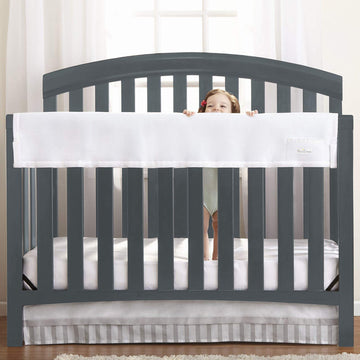 BreathableBaby Breathable Mesh RailGuard Teething Cover - White - 51    Long Panel (1) - Fits Most Full-Size and Does Not Fit Mi