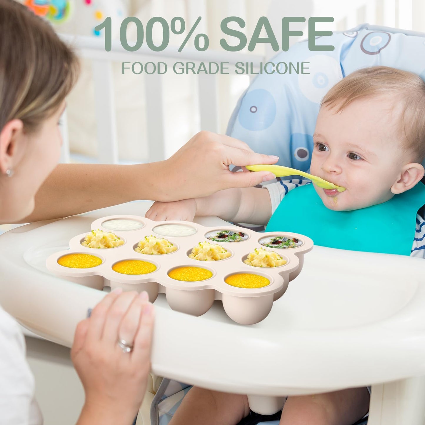 Potchen 3 Pcs Baby Food Storage Container 12 Cup Silicone Baby Food Freezer Tray With Lid Stackable Reusable Silicone Freezer Tr