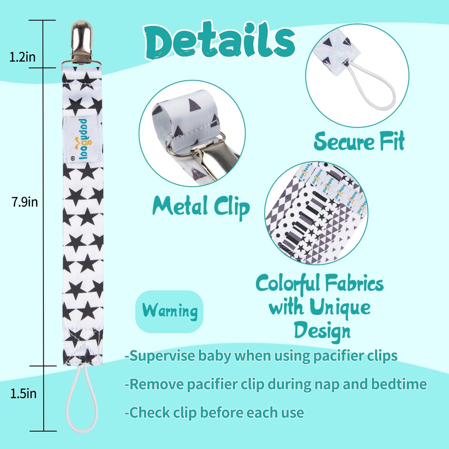 Babygoal Neutral Pacifier Clips, 8 Pack Binky Paci Holder Clips For Baby Boys And Girls Fits For Most Pacifier, Binkie Styles &