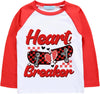 Baby Boys Valentine'S Day Shirt Heart Breaker Tee For Toddler Love Raglan Tops Long Sleeves Kids 2T