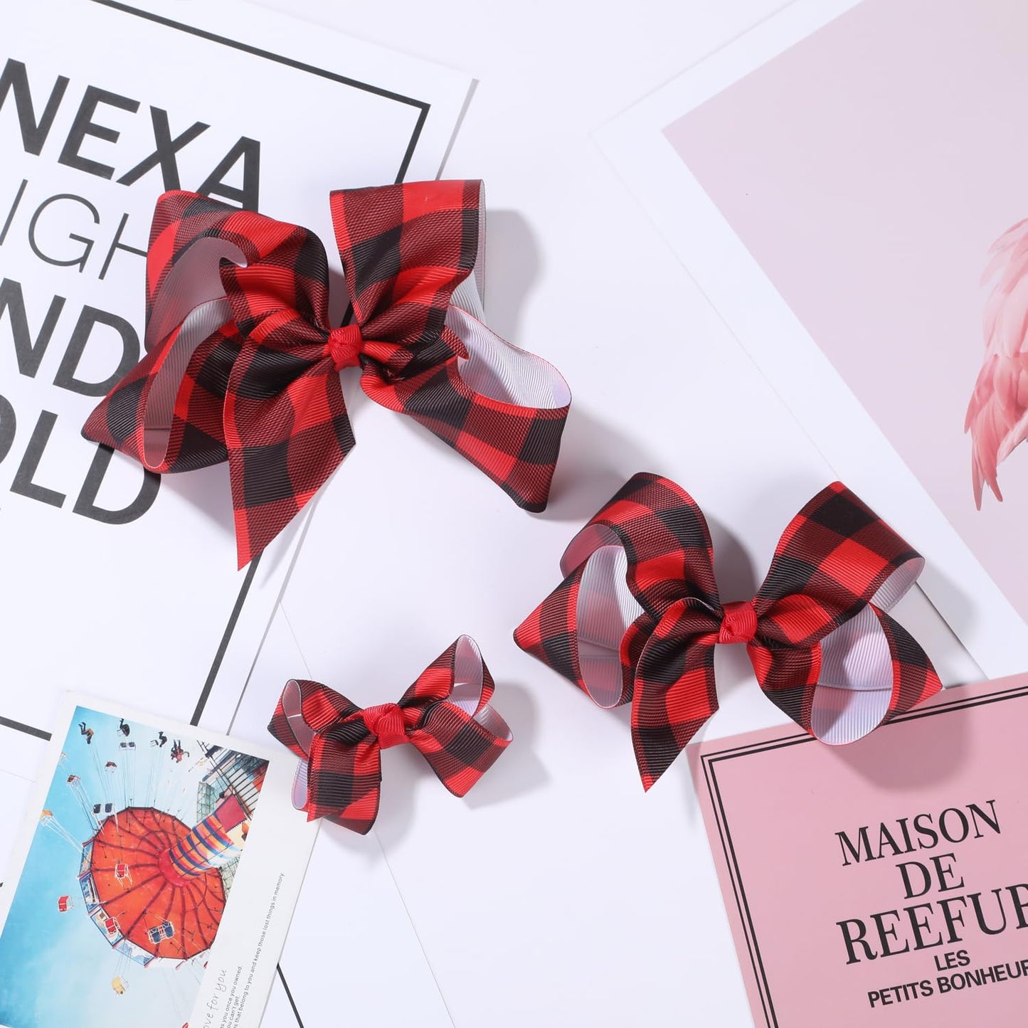 Christmas Bows For Girls,6Pcs Hand-Made Grosgrain Ribbon Hair Bows Alligator Clips Hair Accessories For Little Teen Toddler Girl