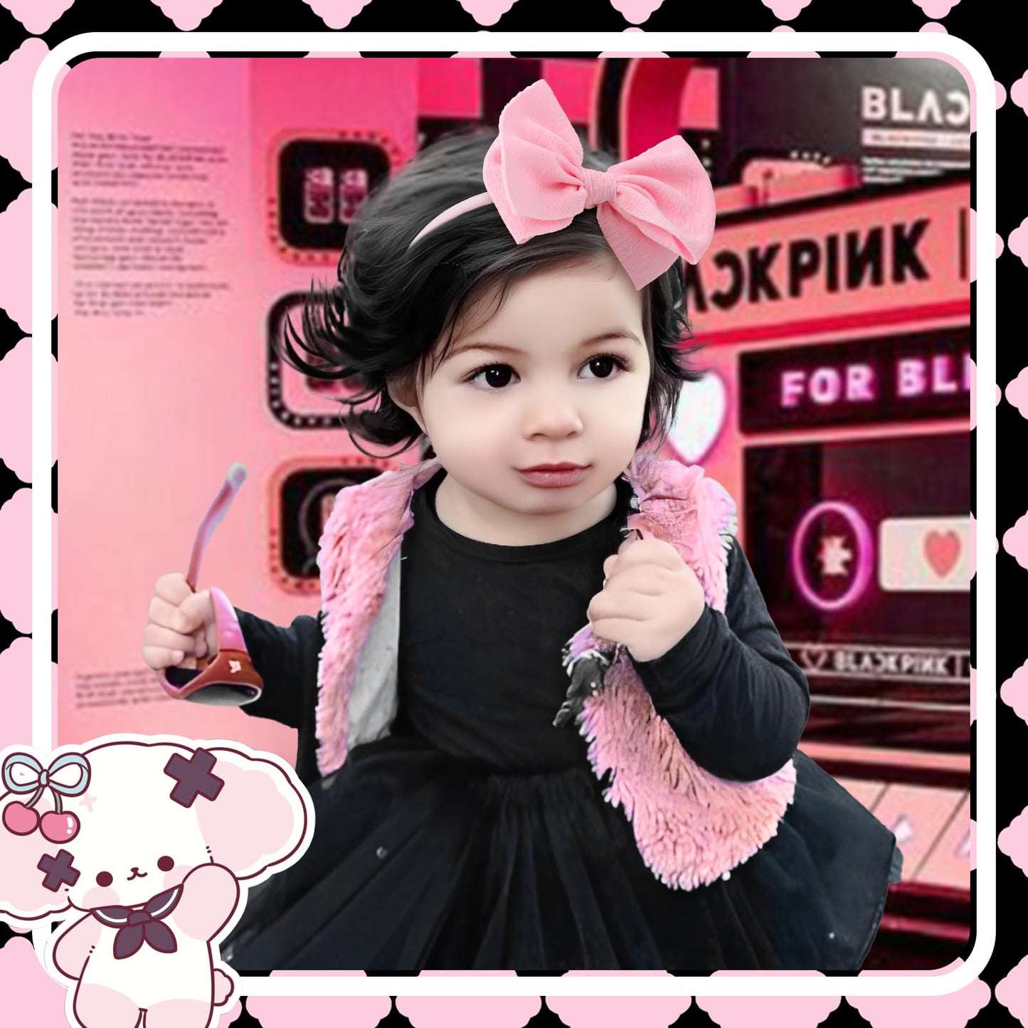 Lanmerry 3Pcs Baby Bow Headband For Baby Girls - Black, White, Pink - Soft, Stretchy, Non-Slip - Ideal Gift Set