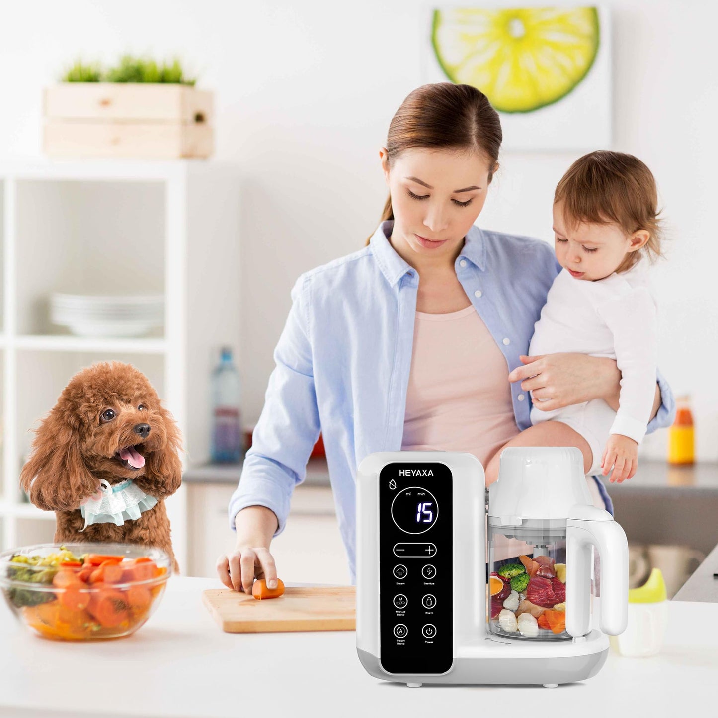 Heyaxa Baby Food Maker, Baby Food Processor With Automatic Cooking & Grinding, Food Steamer Puree Blender With Self-Cleaning Fun