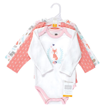 Hudson Baby Unisex Baby Cotton Long-Sleeve Bodysuits, Woodland Fox, 6-9 Months