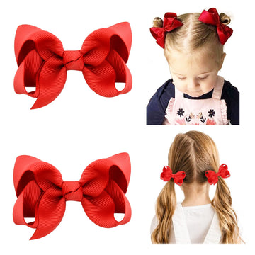 Yhxx Ylen 2 Pcs 3 ' Hair Bows For Girls Alligator Clips Grosgrain Ribbon Solid Color Hair Accessories For Little Teen Toddler G