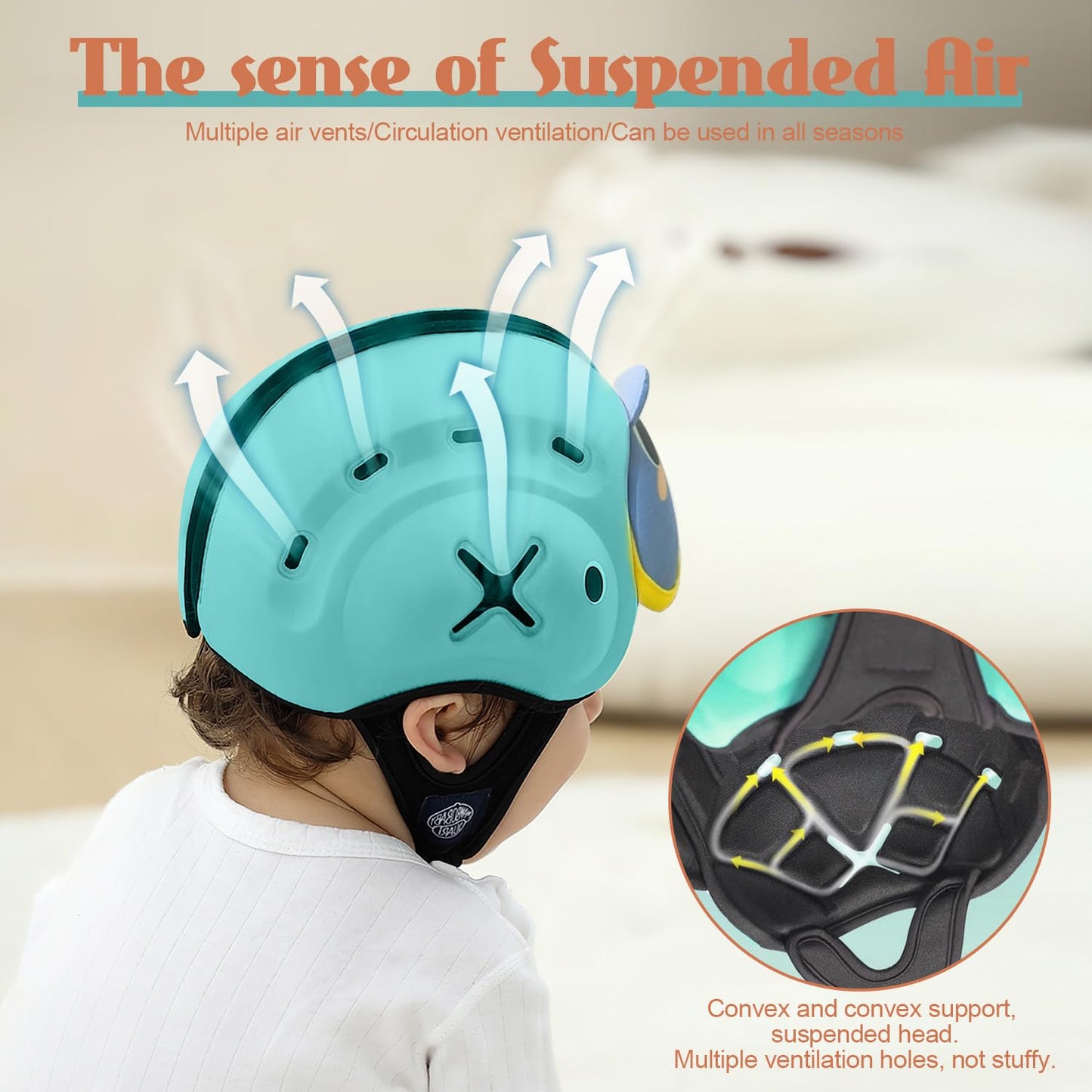 Baby Safety Helmet For Crawling & Walking - Ultra Lightweight Adjustable Infant Head Protector 10-24 Months, Breathable Anti-Col