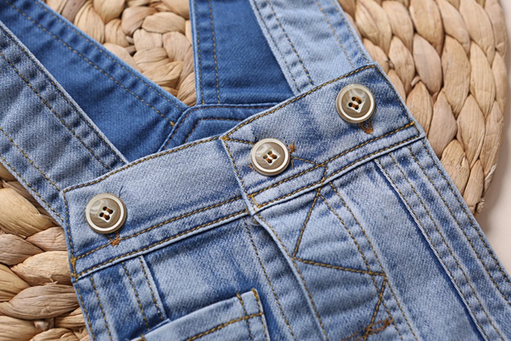 Kidscool Space Baby Denim Overalls Dress,Little Girls Jean Jumper,Light Blue,18-24 Months