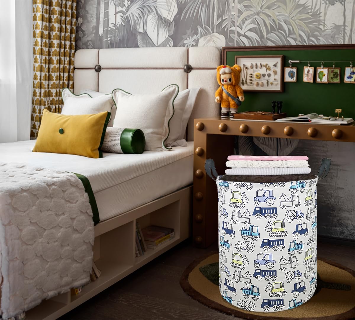 Acmuuni 19.7 ' Round Laundry Basket Laundry Hamper With Handles,Baby Toys Storage Organizer Bins Laundry Gift Basket For Boys A