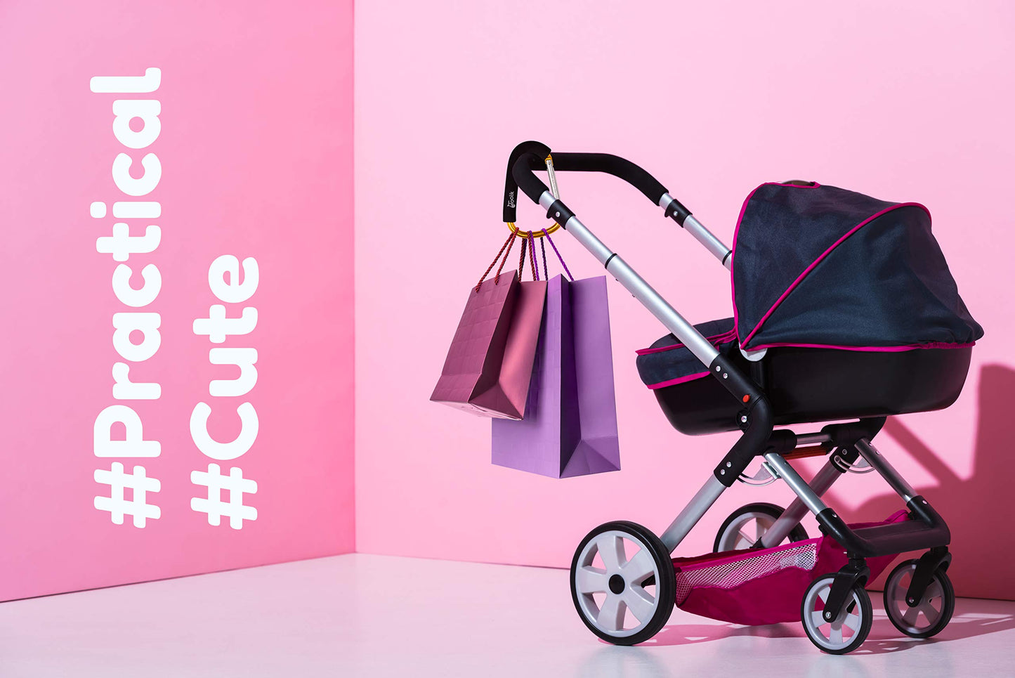 Toolik X-Large Baby Stroller Organizer Hook Clip For Hanging Diaper Bags (Gold)