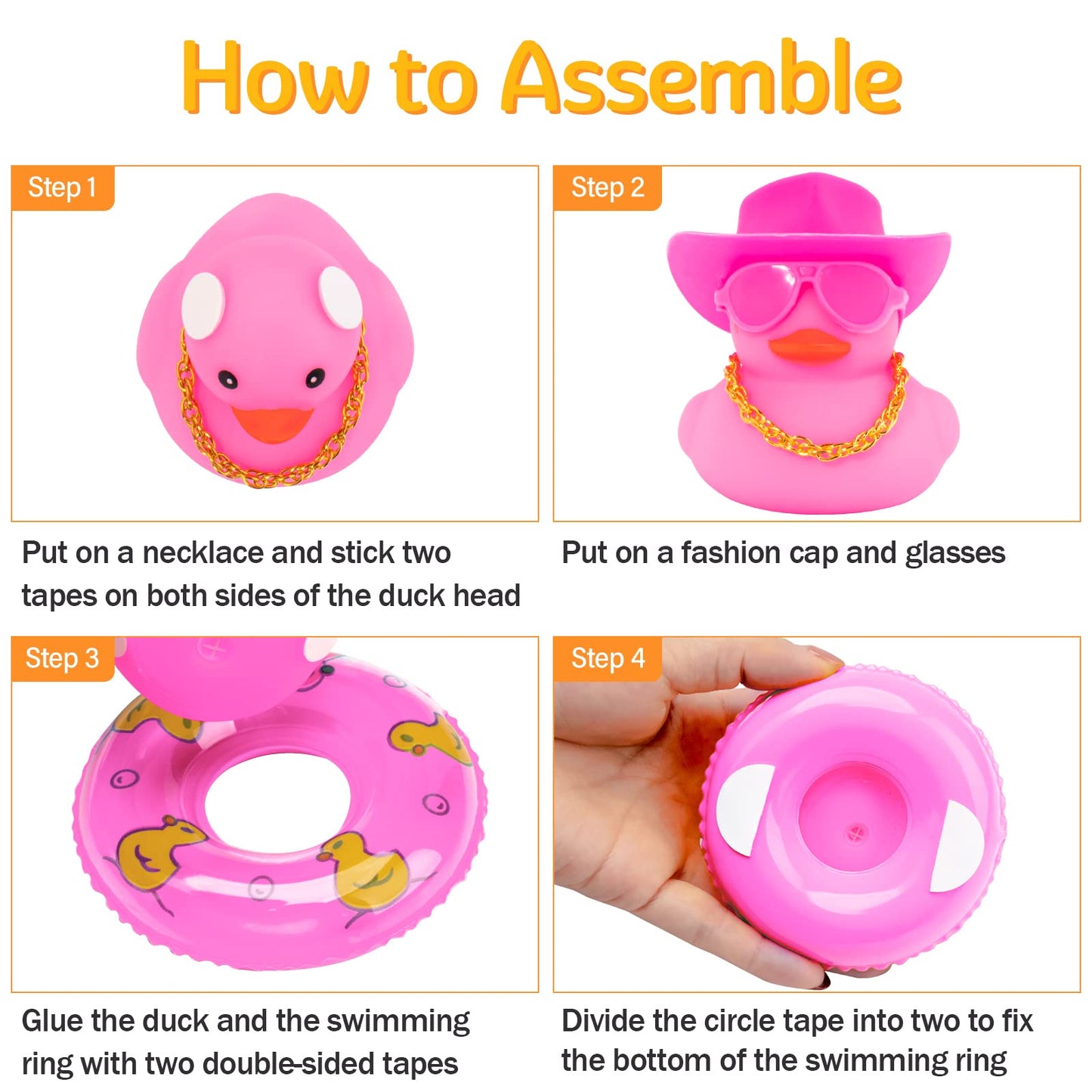 Wonuu Car Accessories Rubber Ducks Dashboard Decorations - Pink Ducks for Dashboard