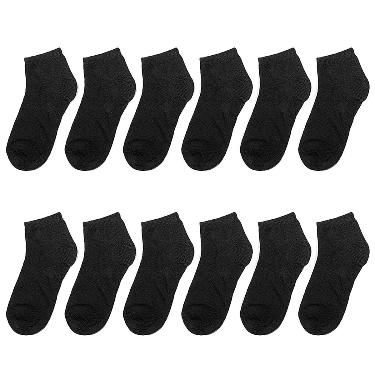 Falari 12 Pairs Boy Kids Cotton Socks 4-6 Black