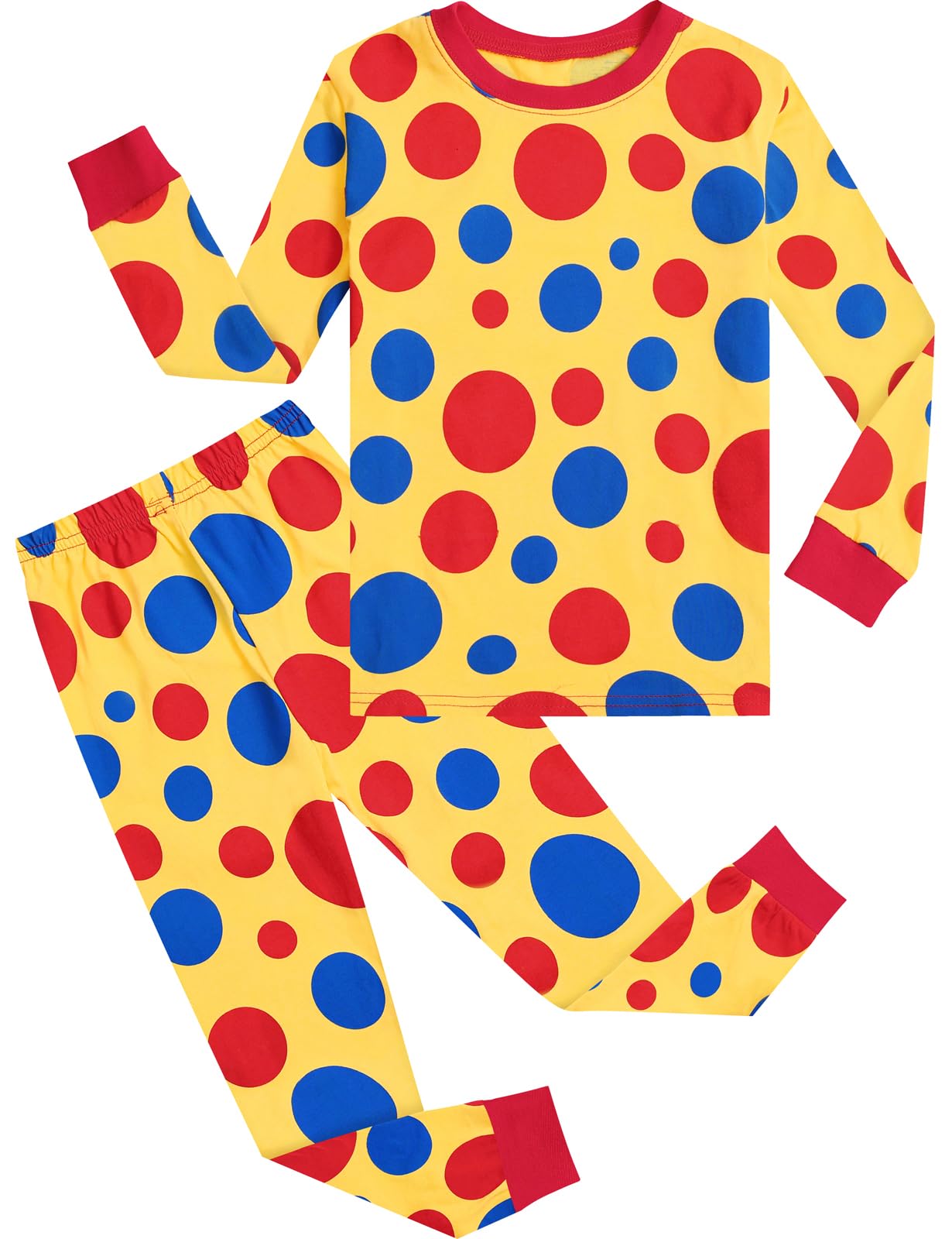 A&J Design Boys Clown Pajamas Girls Toddler Halloween Costume Kids Circus Pjs Color Dots 7 Years