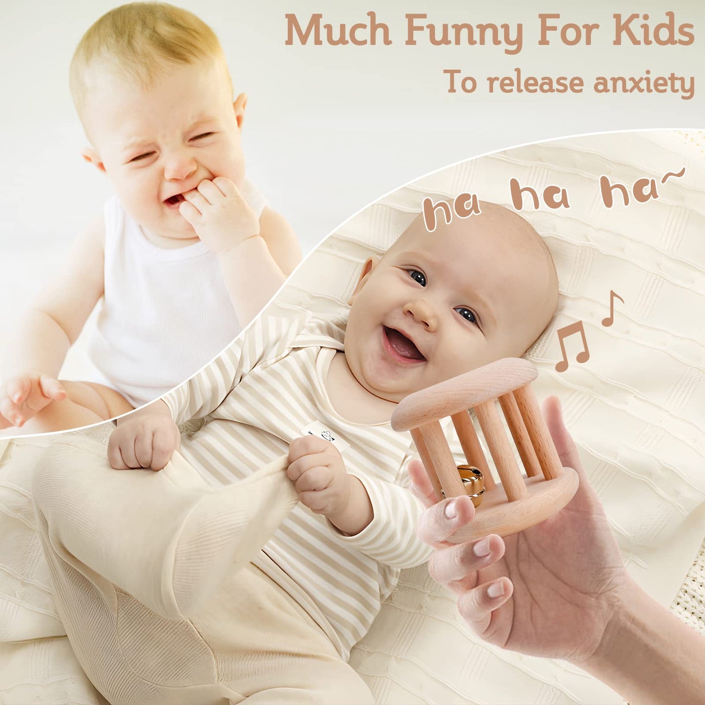 Promise Babe Infant Gym Organic Wooden Rattle Wooden Bells Rattles Nursing Shower Gifts Waldorf Toys