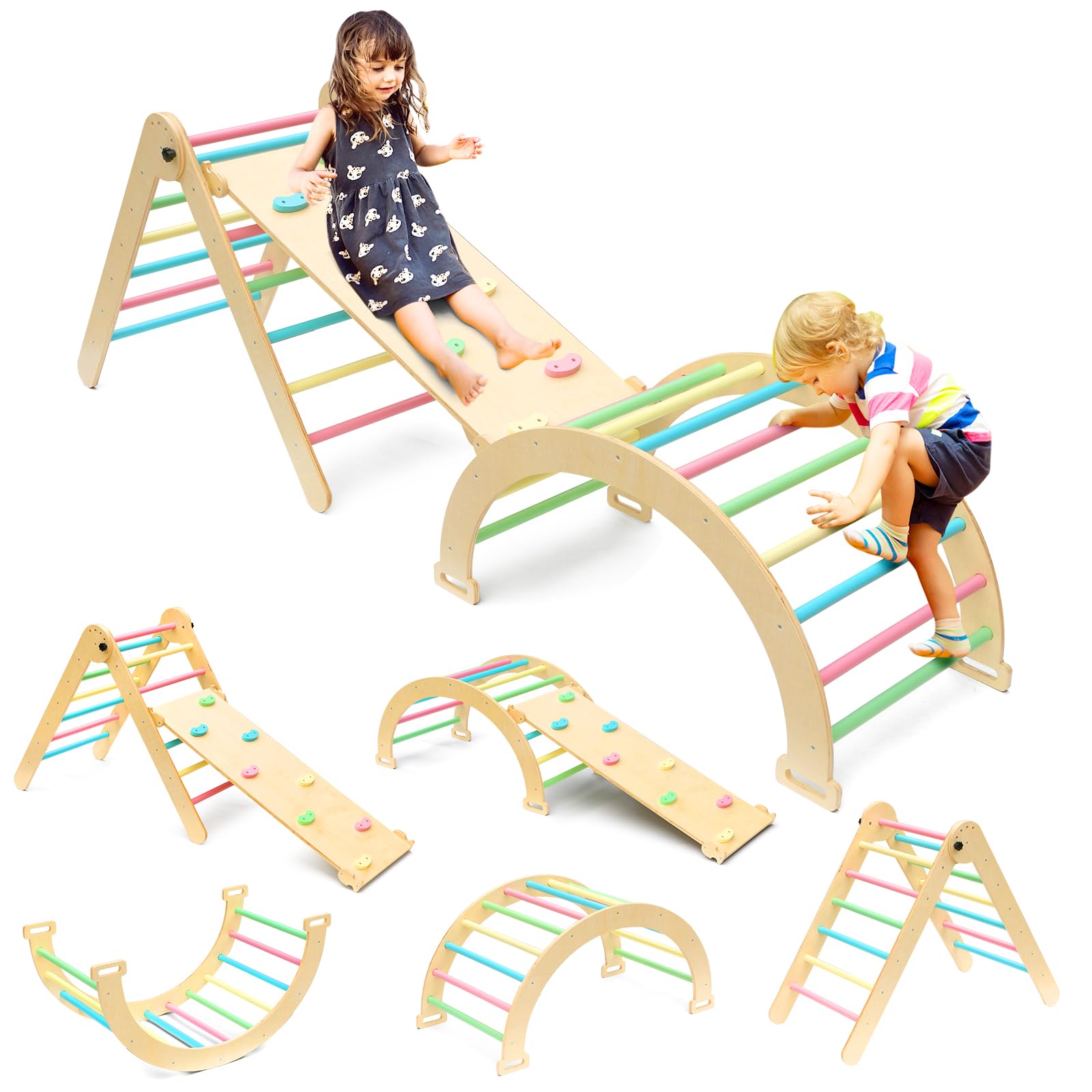 Piroomure 7-In-1 Pickler Triangle Set, Montessori Arch, Ramp, Triangle – Cutebab