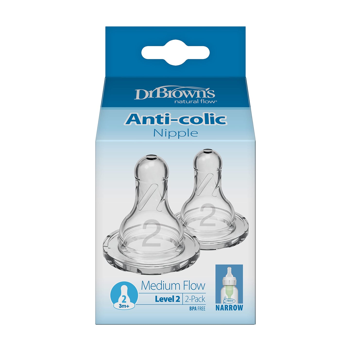 Dr. Browns Original Nipple, Level 2 (3m+), 2 Count