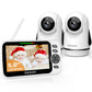 Okaidi Video Baby Monitor With 2 Cameras, 5' Display Baby Monitor No Wifi, 30H Battery And 1000Ft Range, Remote Pan-Tilt-Zoom B