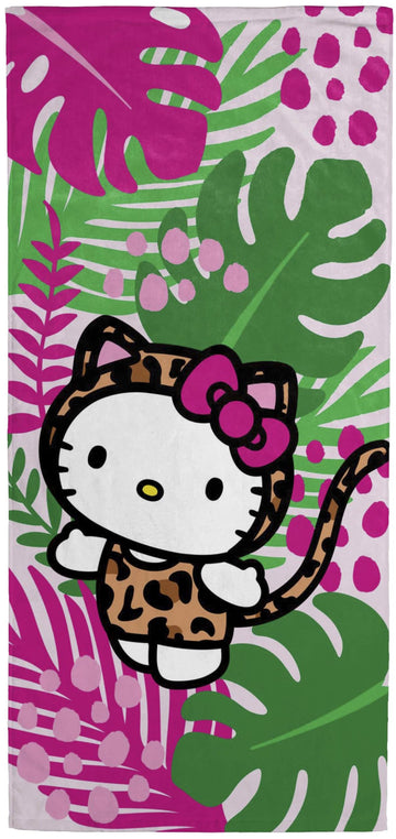 Jay Franco Hello Kitty Bath Pool Beach Towel - Tropical Super Soft & Absorbent 100% Cotton Towel, Measures 28 X 58