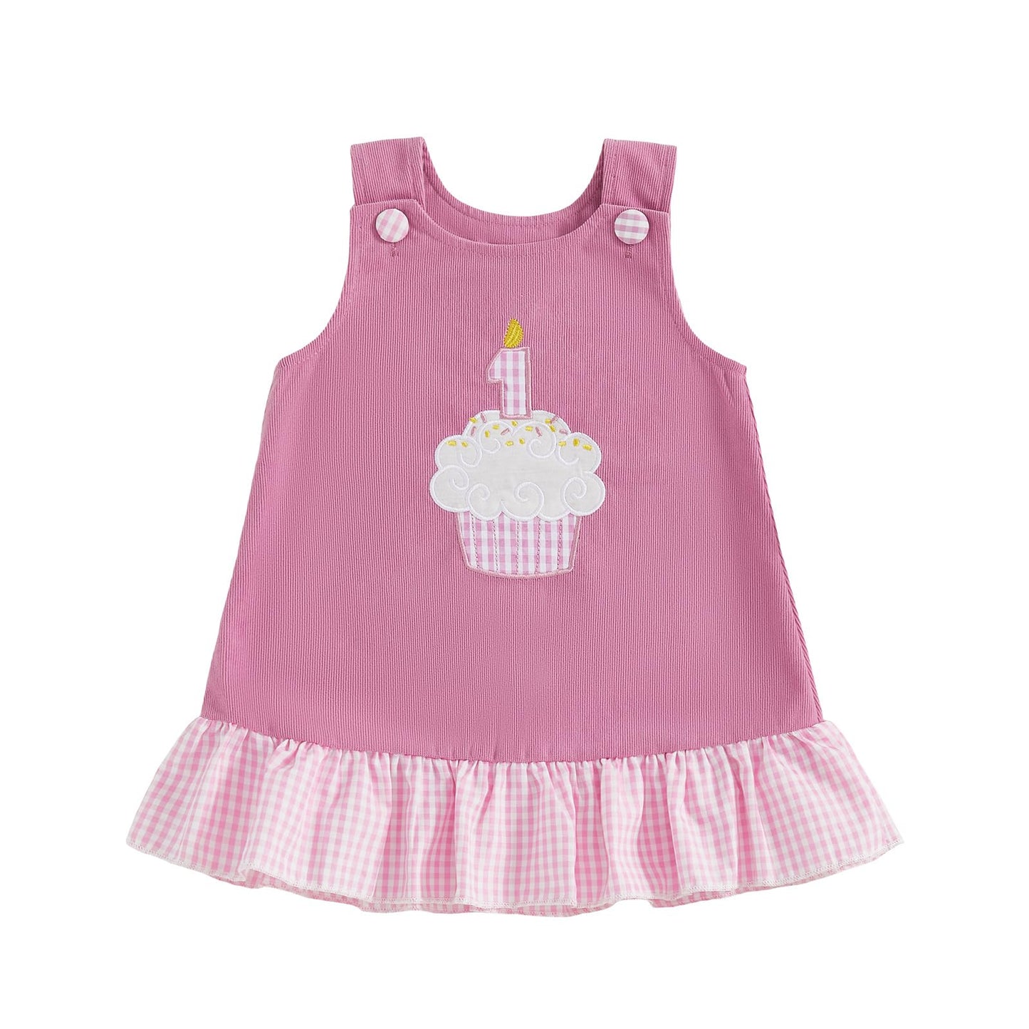 Baby Girl First Birthday Outfit Cake Smash Dress One Year Old Birthday Dresses Fall Winter Tunic Playwear (Pink, 12-18 Months)