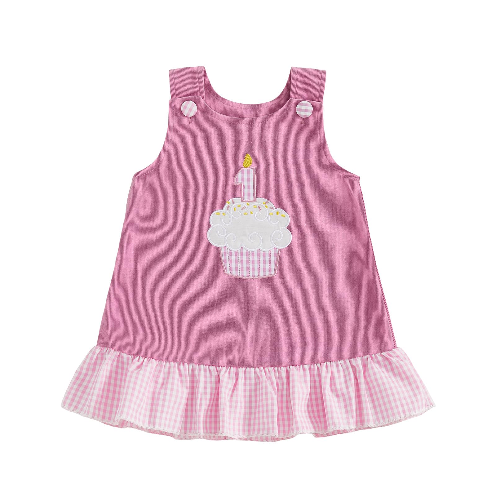 Baby Girl First Birthday Outfit Cake Smash Dress One Year Old Birthday Dresses Fall Winter Tunic Playwear (Pink, 12-18 Months)