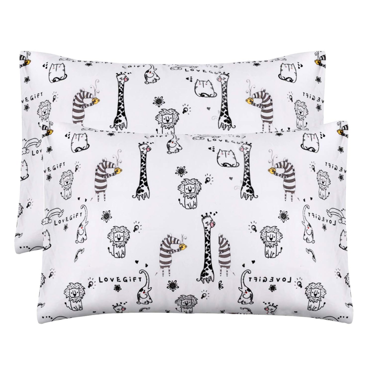 Kid Toddler Pillowcase 2 Pack - Organic Cotton Toddler Travel Pillow Case - Hypoallergenic Envelope Closure Girls Boys Pillow Co