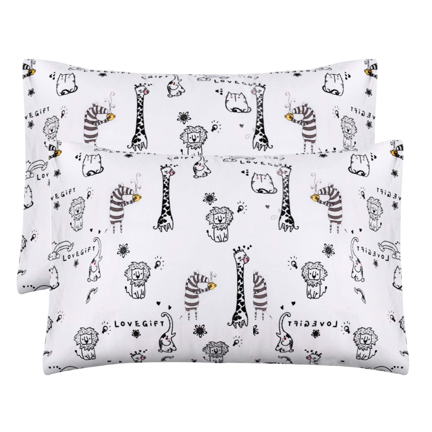 Kid Toddler Pillowcase 2 Pack - Organic Cotton Toddler Travel Pillow Case - Hypoallergenic Envelope Closure Girls Boys Pillow Co