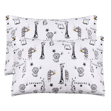 Kid Toddler Pillowcase 2 Pack - Organic Cotton Toddler Travel Pillow Case - Hypoallergenic Envelope Closure Girls Boys Pillow Co