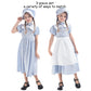 Ltakk Prairie Dresses Girls Pioneer Colonial Costume Girl Pilgrim Dress With Apron And Bonnet, Blue Plaid Floral, Large, Age Ove