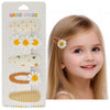 Baby Hair Clips & Toddler Hair Clips 5-Piece Set - 4 Snap Barrettes & 1 Fabric Duckbill Clip, Fresh Meadow Floral Design in Beig