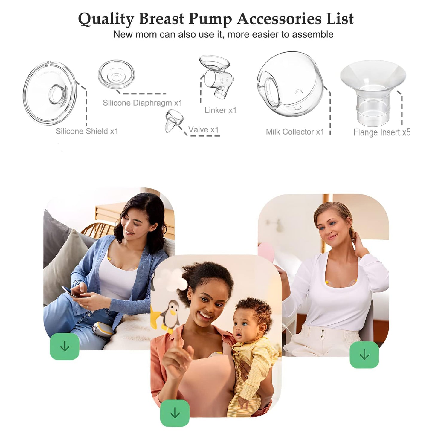Pdfans Wearable Breast Pump Parts Milk Collector Cup 24Mm Flange Compatible With Momcozy/Tsrete S9/S12 Pump Replacement Parts, E