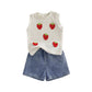 YINGISFITM Toddler Girl Clothes Baby Summer Waffle Knit Tank Top Sleeveless Shirt Jeans Shorts Floral Outfit Girls Clothing (Cre
