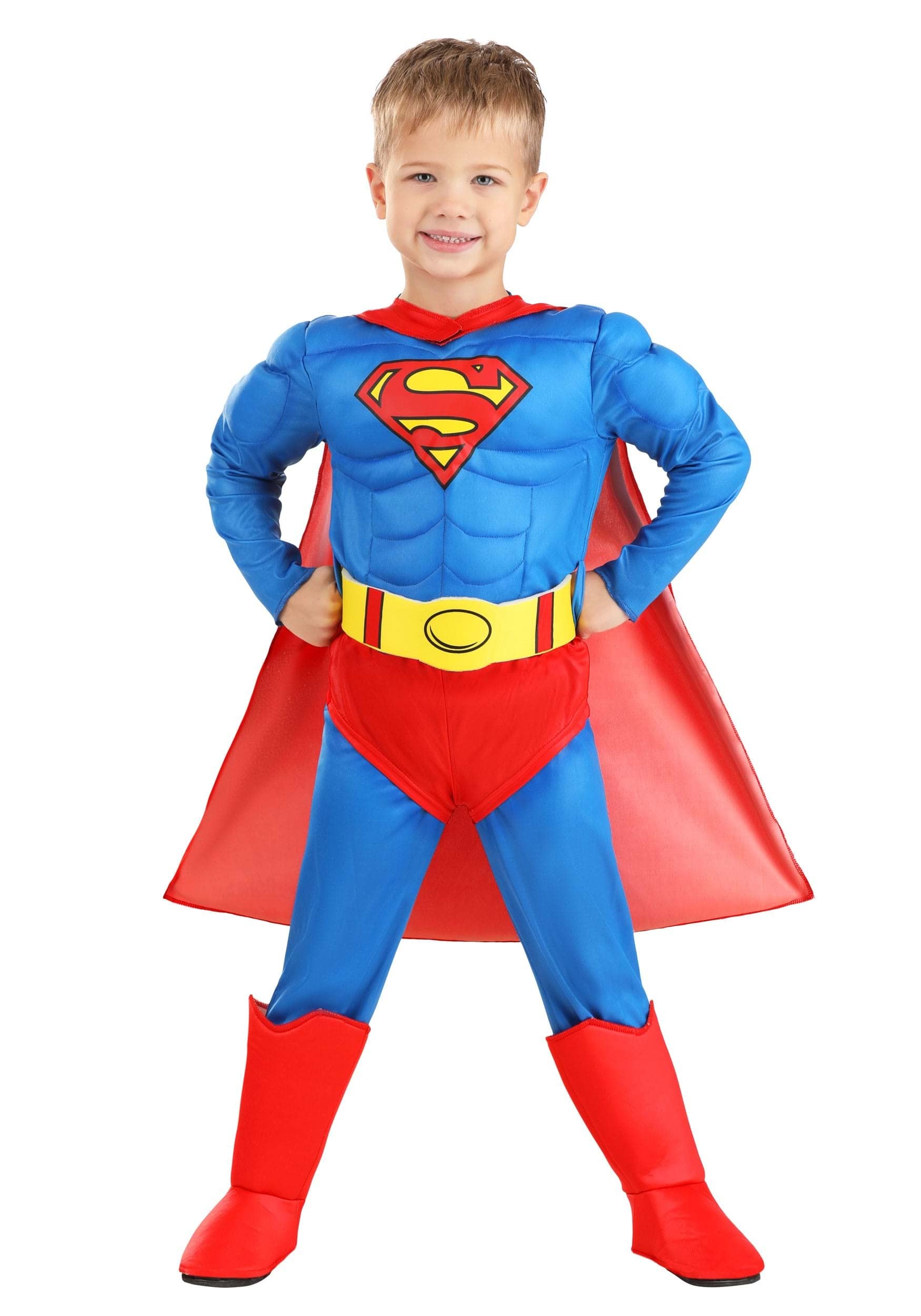 Fun Costumes Toddler Classic Superman Costume, Red & Blue Superhero Suit & Red Cape For Movie Hero Comic Cosplay & Halloween 4T
