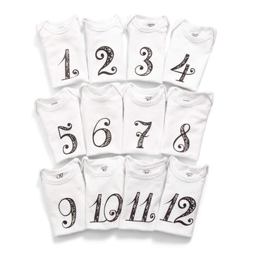 Jumpoff Jo - Seize The Moment Baby Milestone Onesies, 1 Through 12 Bodysuit Set With Numbers, Newborn Essentials