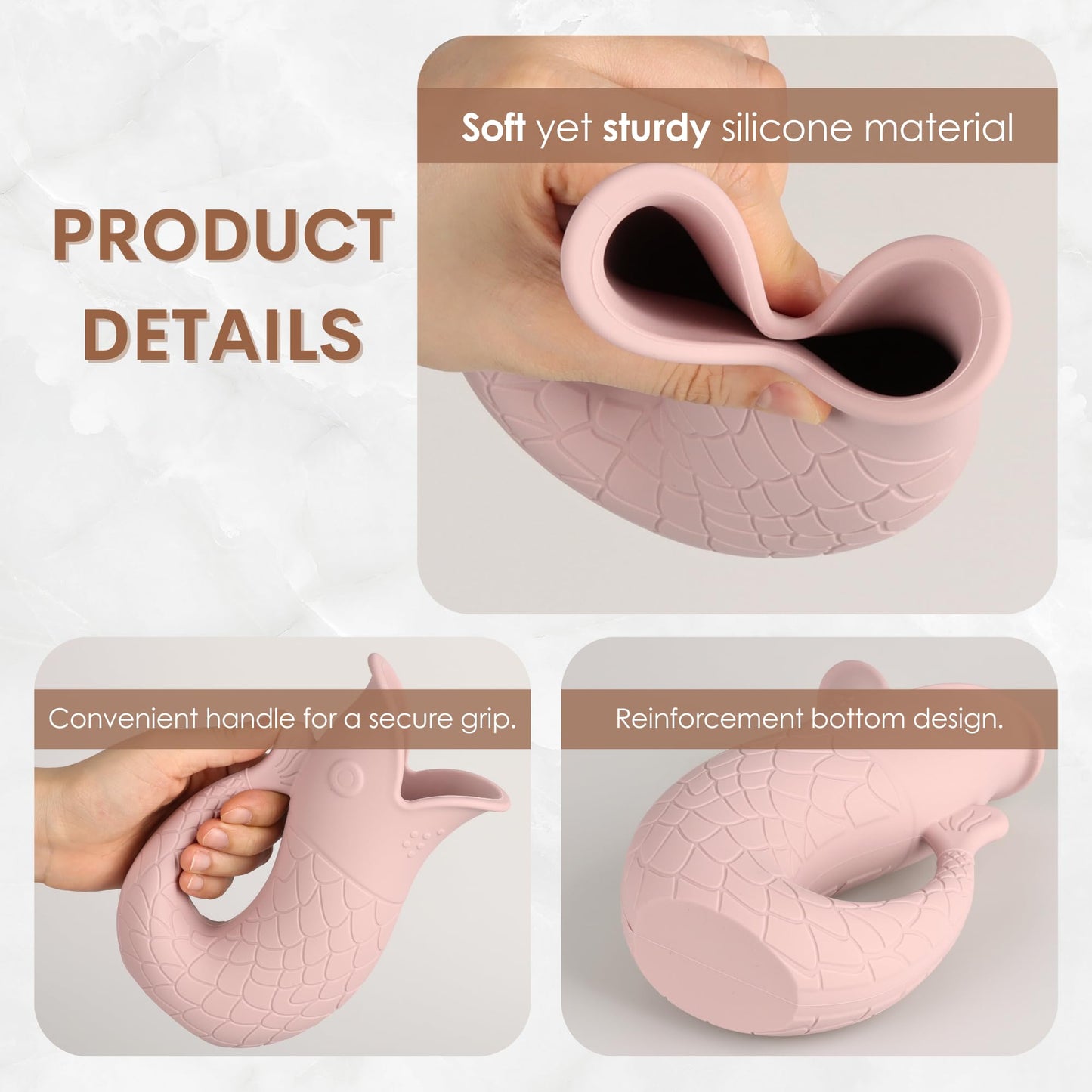 Baby Bath Rinse Cup, Silicone Shampoo Washing Rinse Cup For Kids, Bath Rinse Cup With Handle (Sand)