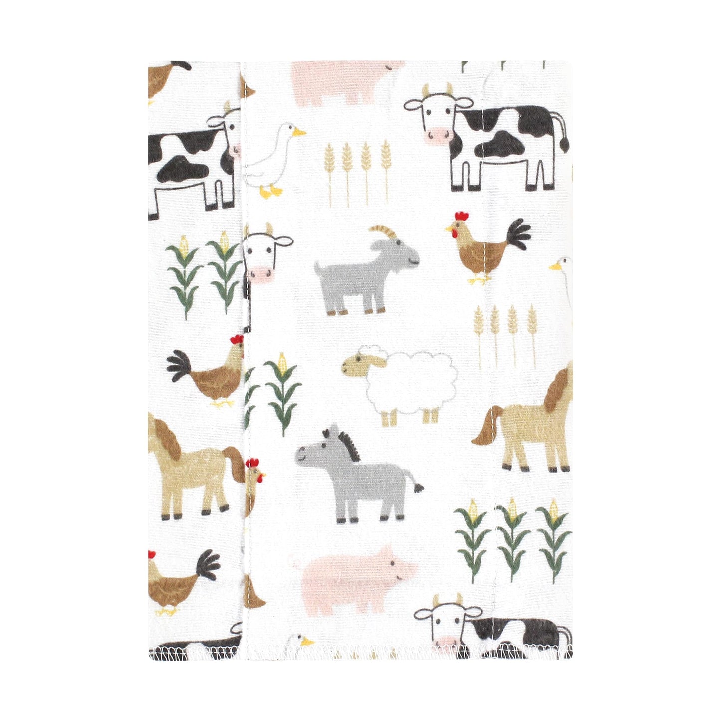 Hudson Baby Unisex Baby Cotton Flannel Burp Cloths, Cute Farm 4-Pack, One Size