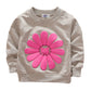 Toddler Baby Girls Sunflower Clothes Set Long Sleeve Top And Pants 2Pcs Outfits Fall Clothes (Grey,Age 3T)