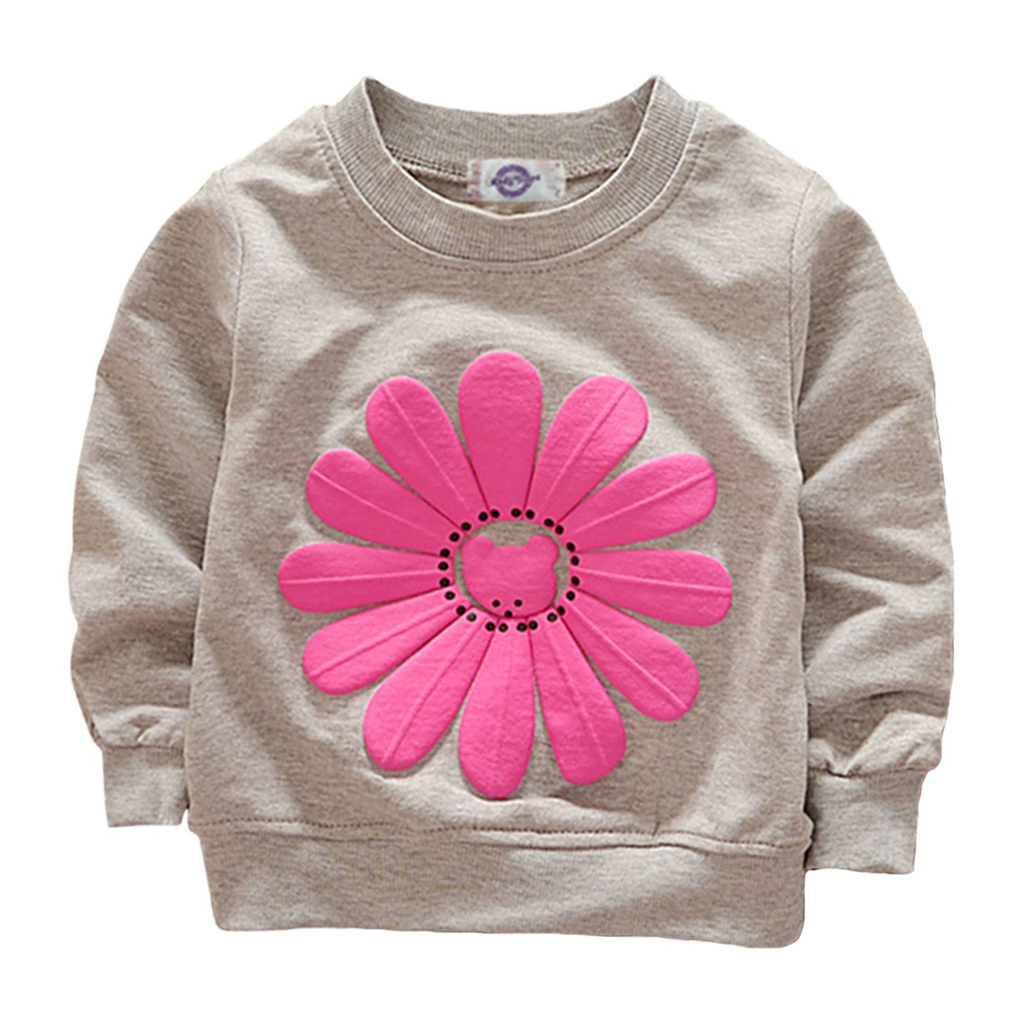 Toddler Baby Girls Sunflower Clothes Set Long Sleeve Top And Pants 2Pcs Outfits Fall Clothes (Grey,Age 3T)