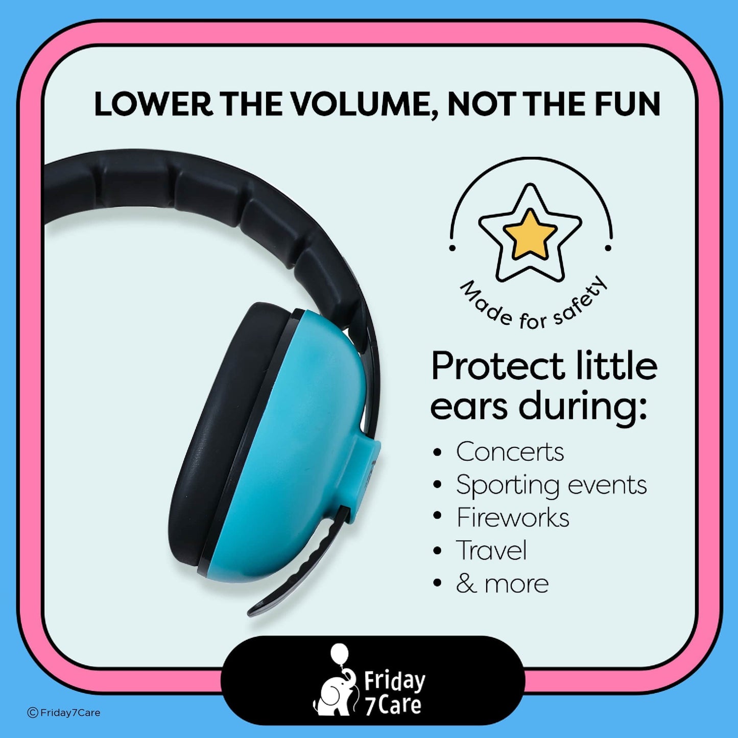 Friday 7Care Baby Headphones - Baby Ear Protection, Noise Cancelling Headphones With Adjustable Headband For Ages 0-36 Months, B