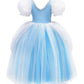 Axaxa Cinderella Princess Dress Girls Fancy Party Costume Halloween Christmas Cosplay Dress Up Outfit For 4-7 Years