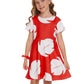 Tbrand Hawaiian Princess Dress Costume For Girls Red Lilo Leaf Dress Kid Summer Party Wear 7-8T