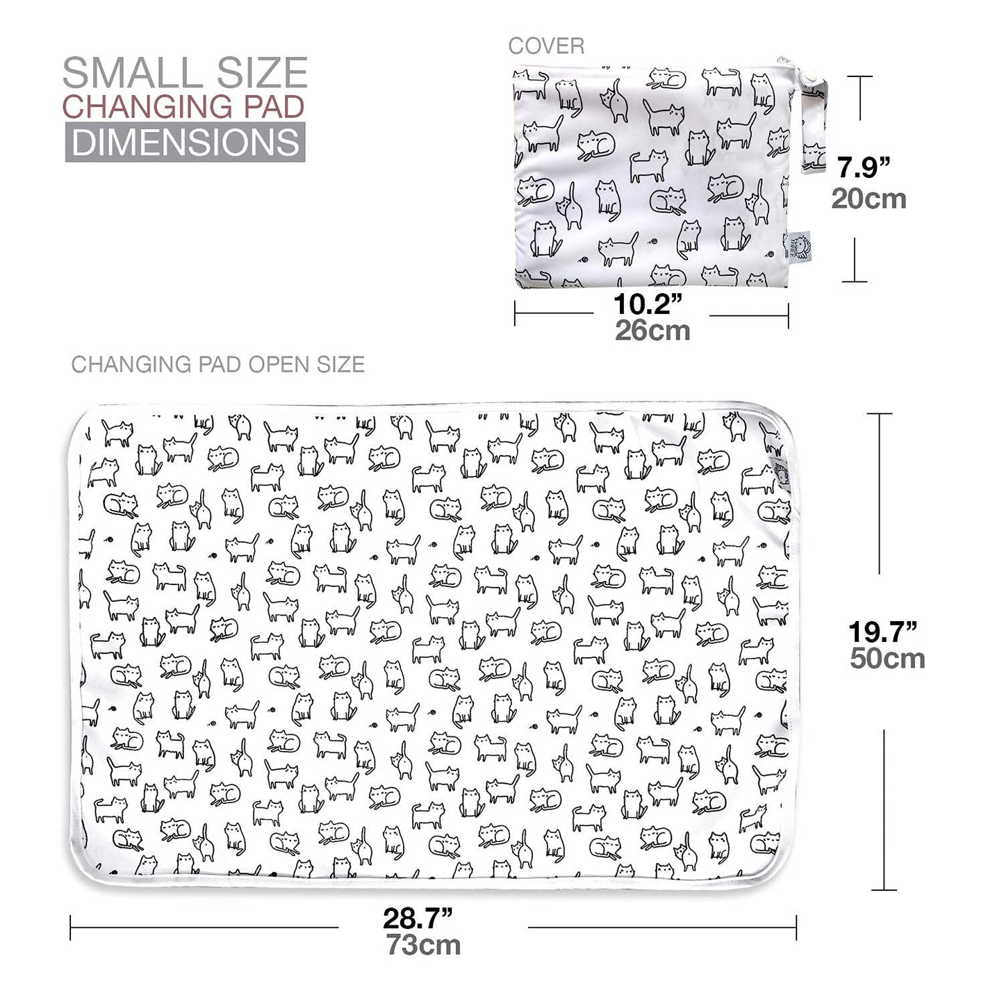 Flock Three Waterproof Baby Diaper Changing Pad With Storage Bag (28.7' X 19.7') Washable Wipeable Reusable Leak Proof Diaper