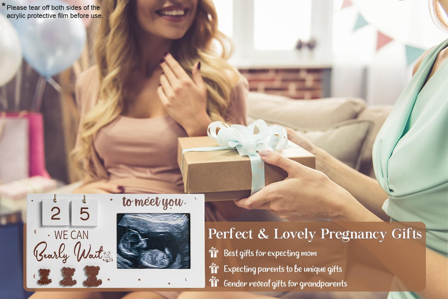 Expecting Parents To Be Unique Gifts For Pregnant Women, Sonogram Picture Frame Pregnancy Gift We Can Bearly Wait With Countdown