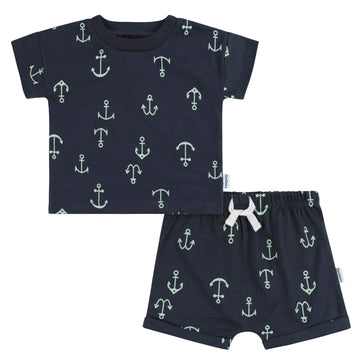 Gerber Baby Boys Toddler T-Shirt and Shorts Set, Anchor, 3T