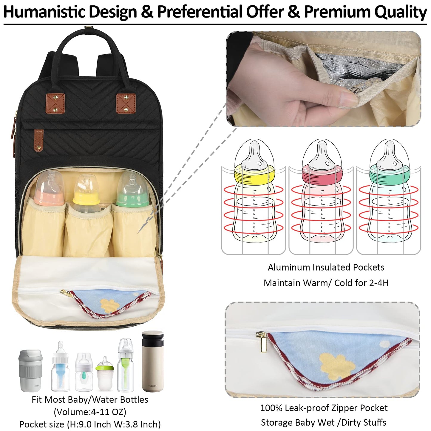 Diaper Bag Backpack Tote For Women Large Capacity, Baby Bag With Insulated Pockets Multifunctional Diaper Bags For Baby Girl Boy