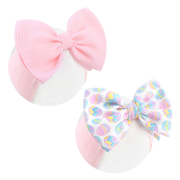 Oneninedream 6Easter Baby Bows Rabbit Egg Bows For Girls Newborn Easter Bunny Ears Hairbands Elastic Nylon Bows Headbands Easter