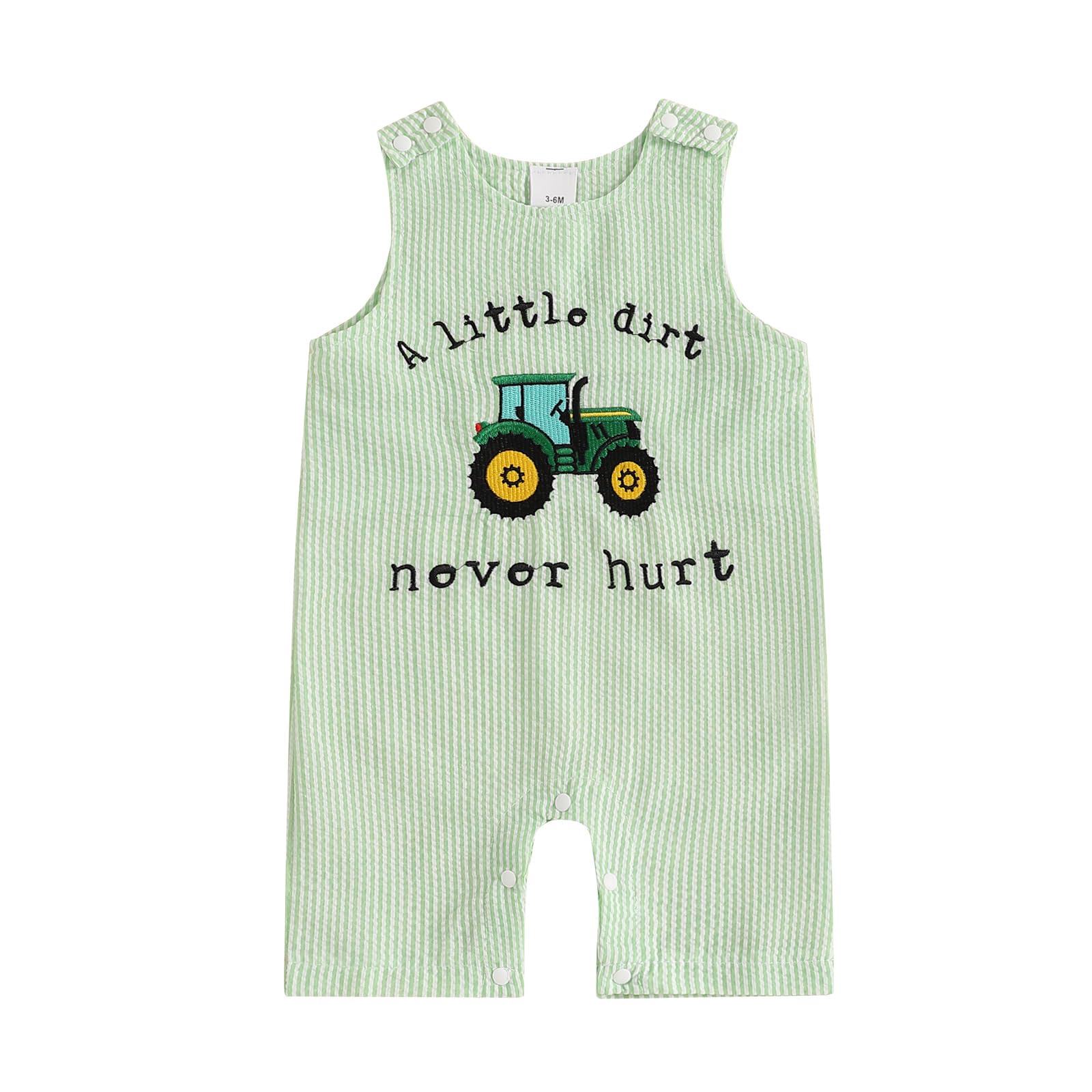 BemeyourBBs Newborn Baby Boy Romper Sleeveless Jumpsuit One Piece Outfit Overall Summer Clothes (a little dirt never hurt Green,