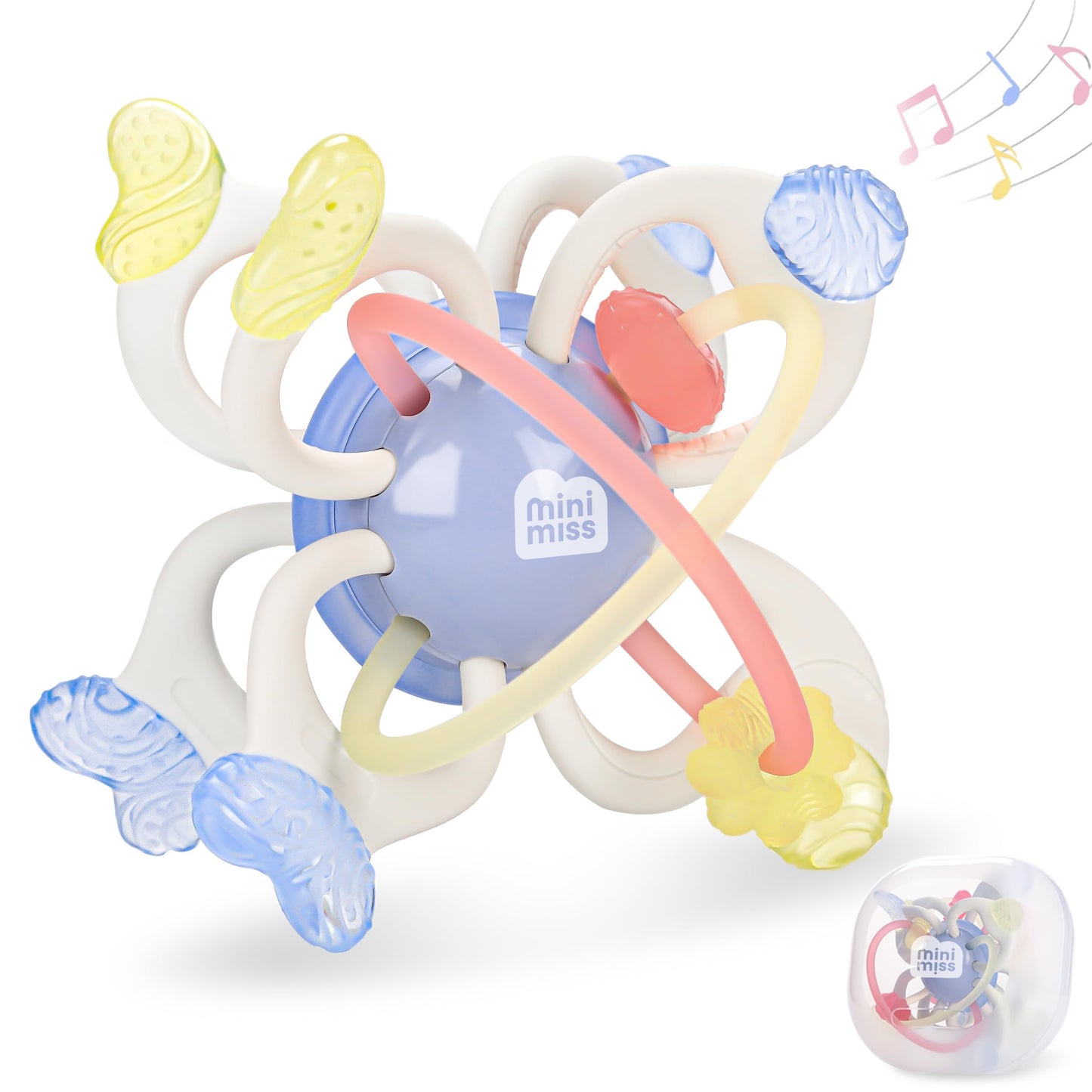 Baby Teething Toys Multiple Sensory Teething Ball Montessori Baby Teether Toys Silicone Teethers for Babies Rattling Teething Re