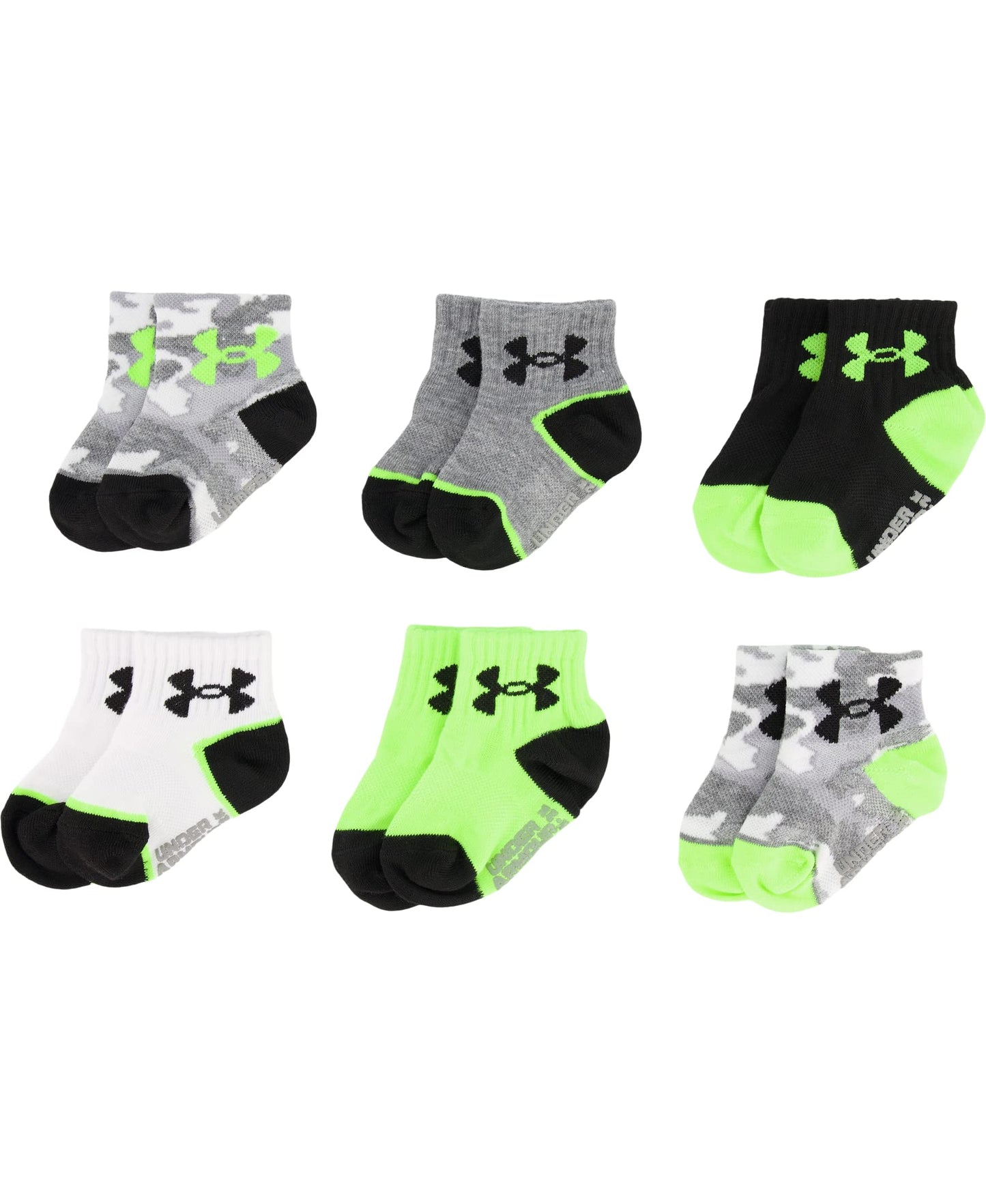 Under Armour Baby Boys Multi Pack Quarter Sock, Grey Camo, 0-6 Months